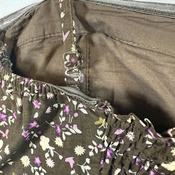 VTG Y2k Brown Dark Florals Embroidered Mini Dress Fairy Whimsy Cotton SIZE SMALL - Picture 13 of 13